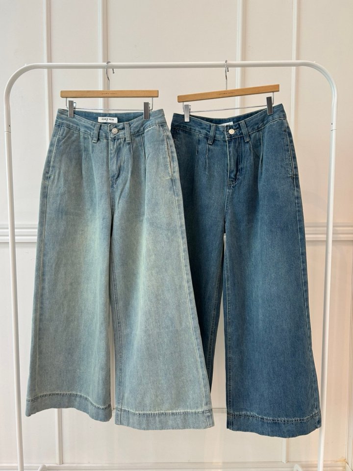 Pearls room - Korean Women Fashion - #momslook - Pintuck Pleated Blue Pants - 9