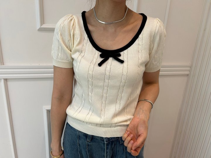 Pearls room - Korean Women Fashion - #momslook - Ribbon Knit - 3
