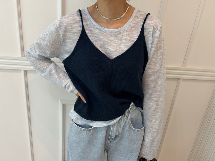 Pearls room - Korean Women Fashion - #momslook - Strap Sleeveless Set