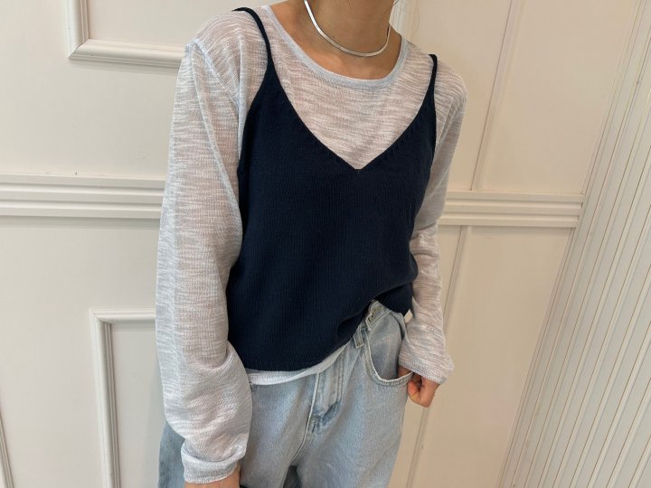 Pearls room - Korean Women Fashion - #momslook - Strap Sleeveless Set - 2