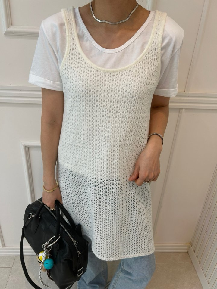 Pearls room - Korean Women Fashion - #momslook - Sleeveless Knit One-piece - 10