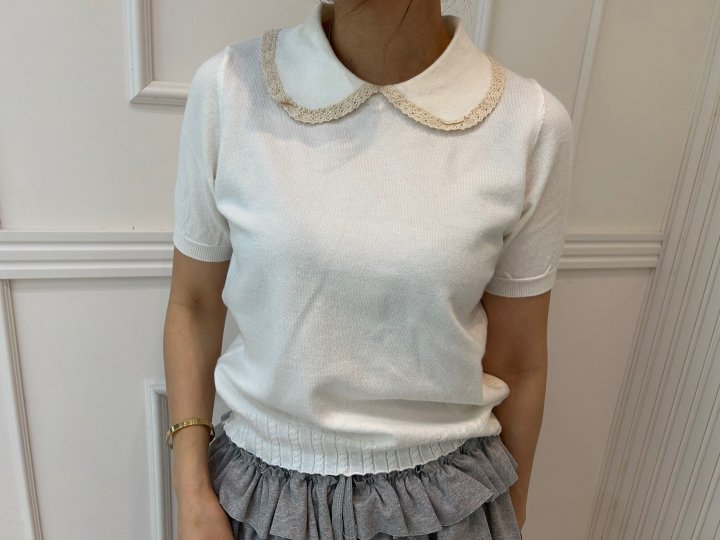Pearls room - Korean Women Fashion - #momslook - Round Collar Knit - 5