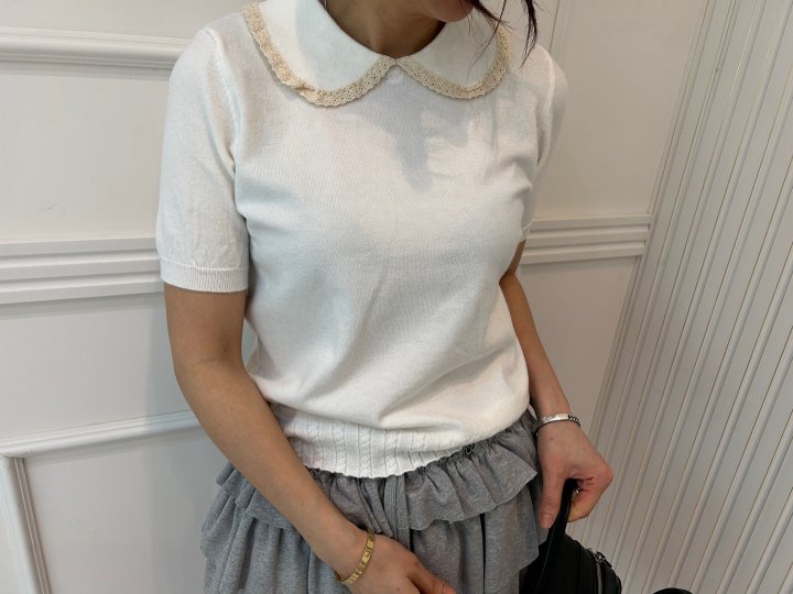 Pearls room - Korean Women Fashion - #momslook - Round Collar Knit - 7