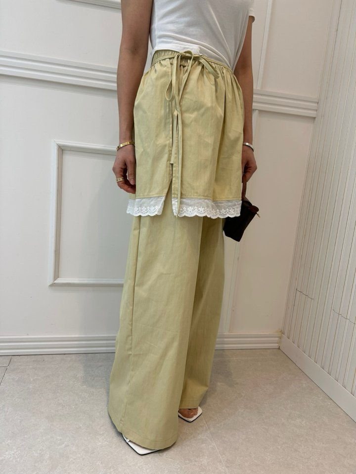 Pearls room - Korean Women Fashion - #momslook - Wrap Lace Slacks - 11