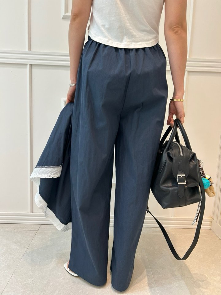 Pearls room - Korean Women Fashion - #momslook - Wrap Lace Slacks - 7
