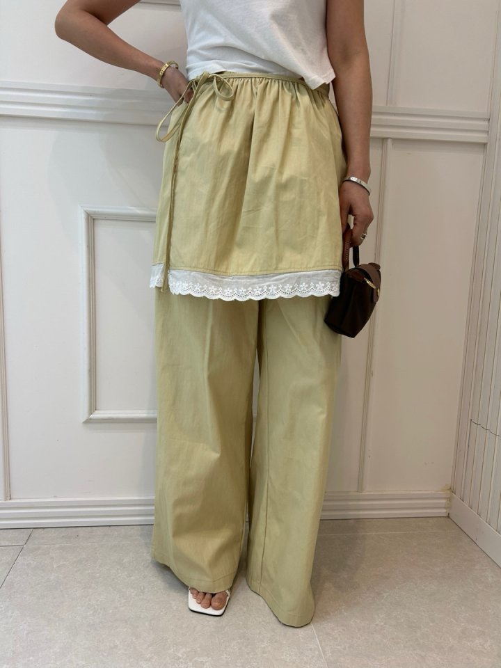 Pearls room - Korean Women Fashion - #momslook - Wrap Lace Slacks - 9