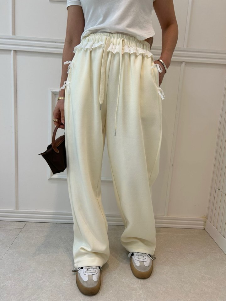 Pearls room - Korean Women Fashion - #momslook - Lace String Slacks - 11