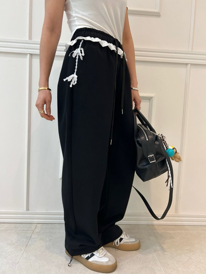 Pearls room - Korean Women Fashion - #momslook - Lace String Slacks - 7