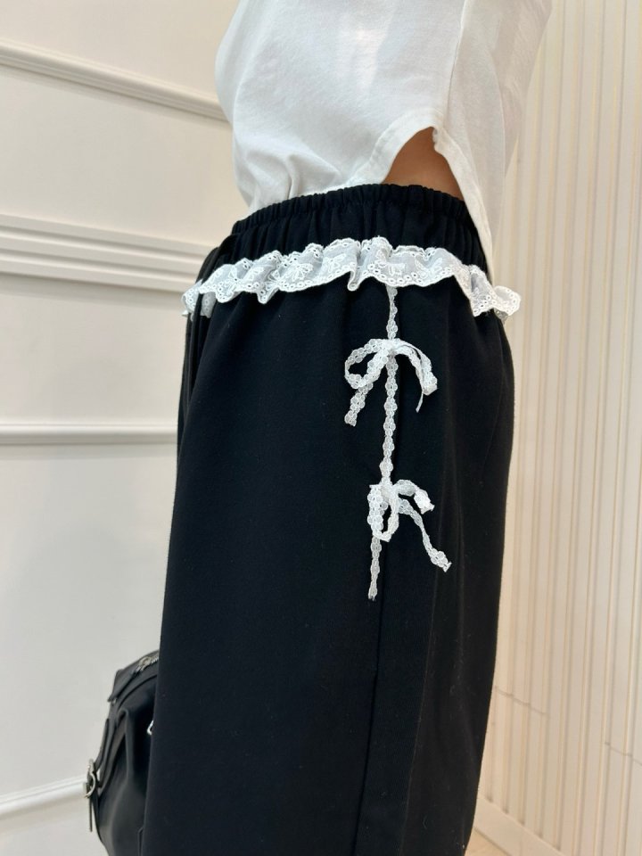 Pearls room - Korean Women Fashion - #momslook - Lace String Slacks - 9