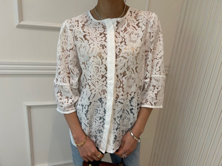 Pearls room - Korean Women Fashion - #momslook - Lace Blouse - 6