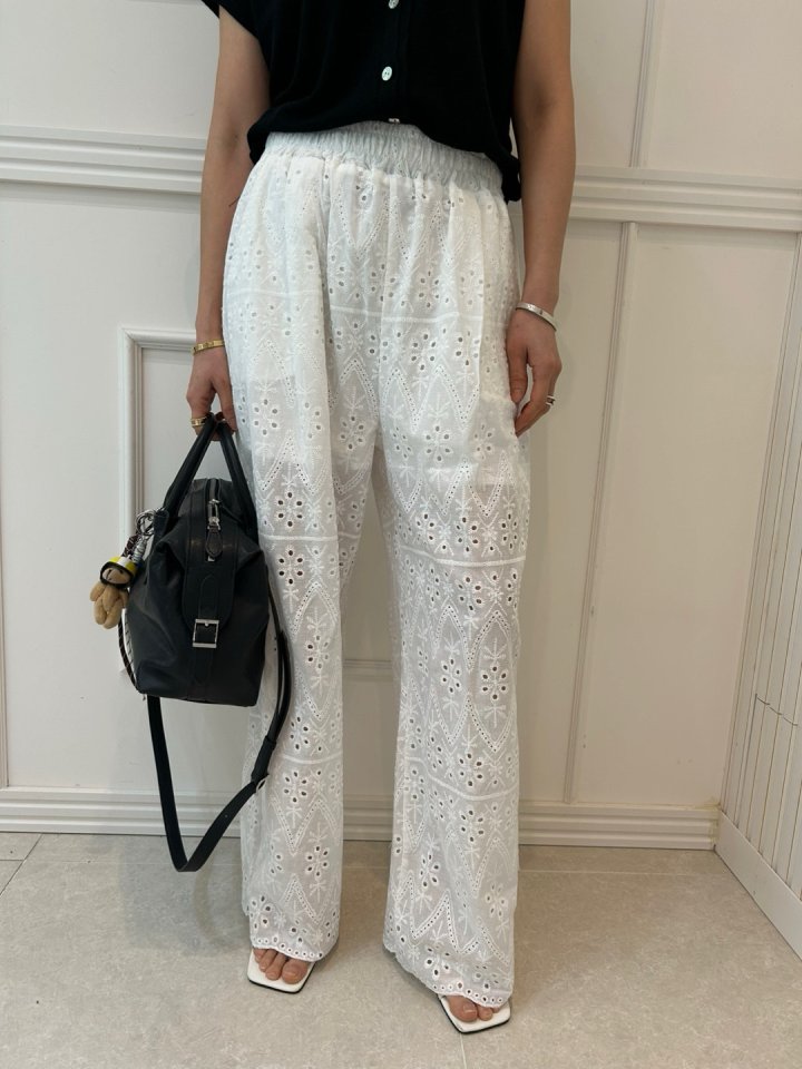 Pearls room - Korean Women Fashion - #momslook - Lace Slacks - 3