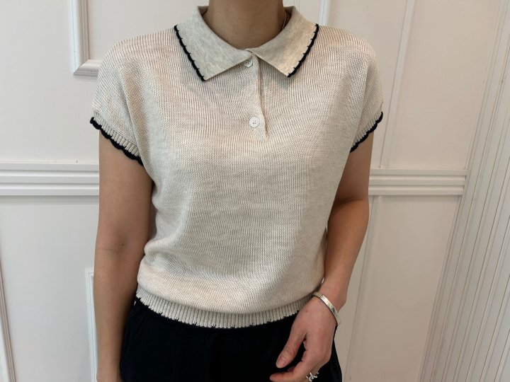 Pearls room - Korean Women Fashion - #momslook - Wave Collar Knit Top - 10