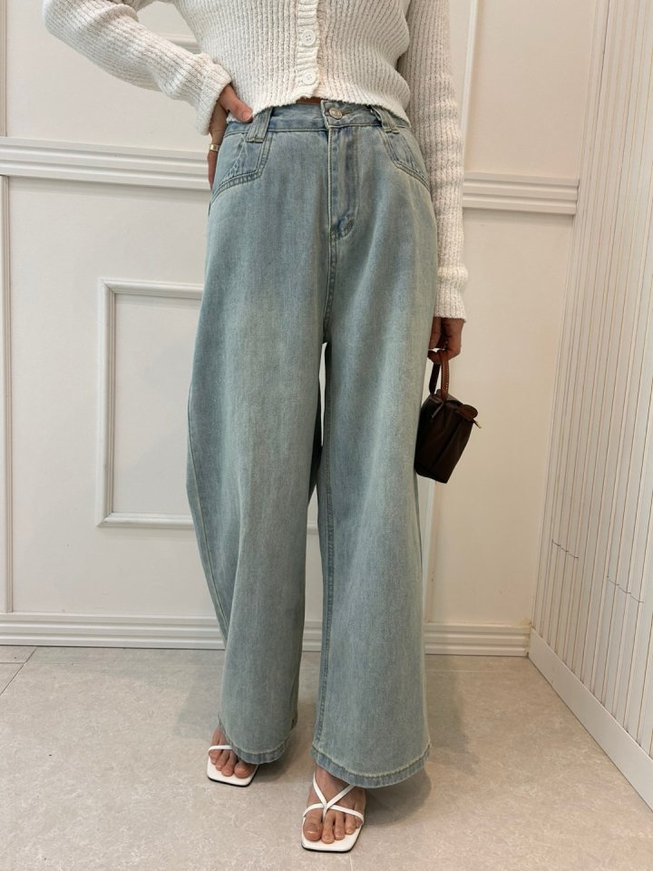Pearls room - Korean Women Fashion - #momslook - Ice Denim Pants
