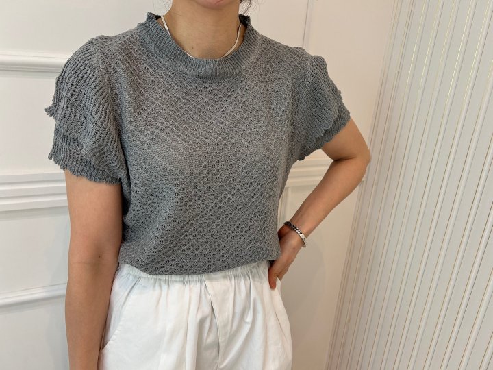 Pearls room - Korean Women Fashion - #momslook - Sleeve Frill Knit Top - 10