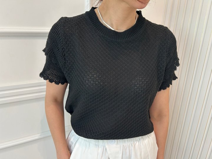Pearls room - Korean Women Fashion - #momslook - Sleeve Frill Knit Top - 6