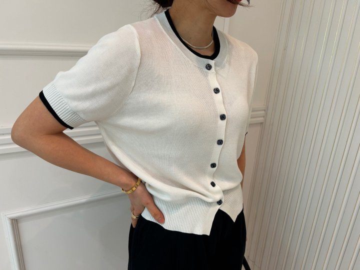 Pearls room - Korean Women Fashion - #momslook - Colored Round Cardigan - 10