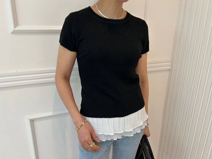 Pearls room - Korean Women Fashion - #momslook - Pleats Tee - 11