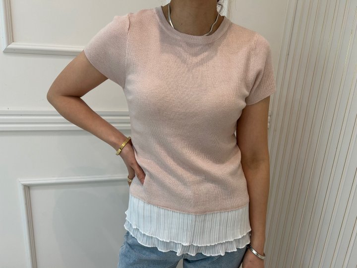 Pearls room - Korean Women Fashion - #momslook - Pleats Tee - 3