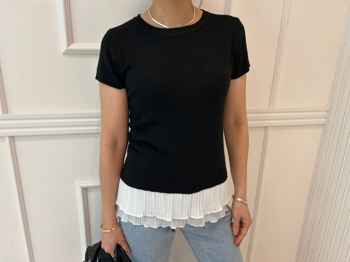 Pearls room - Korean Women Fashion - #momslook - Pleats Tee - 9