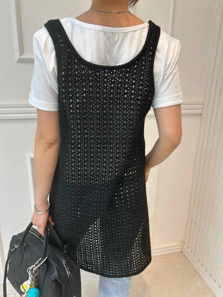 Pearls room - Korean Women Fashion - #restrostyle - Sleeveless Knit One-piece - 5