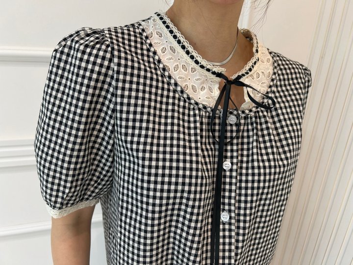 Pearls room - Korean Women Fashion - #pursuepretty - Check Blouse - 4