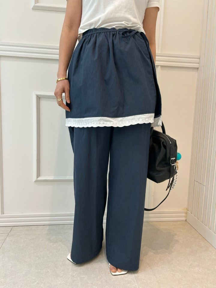 Pearls room - Korean Women Fashion - #restrostyle - Wrap Lace Slacks - 2