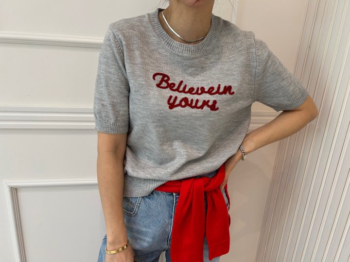 Pearls room - Korean Women Fashion - #romanticstyle - Lettering Knit