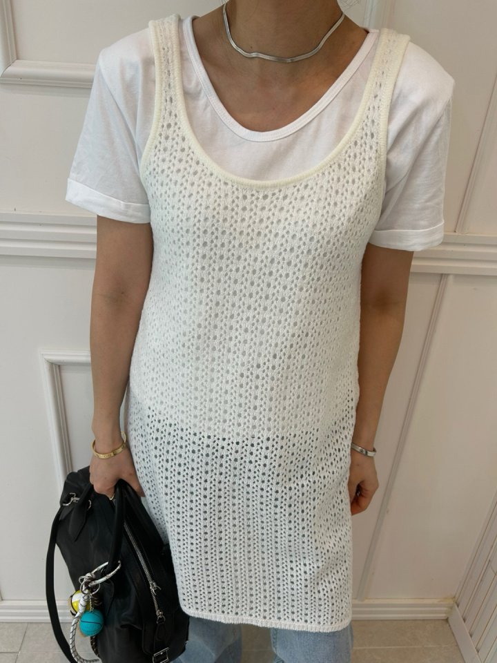 Pearls room - Korean Women Fashion - #romanticstyle - Sleeveless Knit One-piece - 6