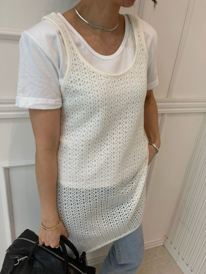 Pearls room - Korean Women Fashion - #shopsmall - Sleeveless Knit One-piece - 7