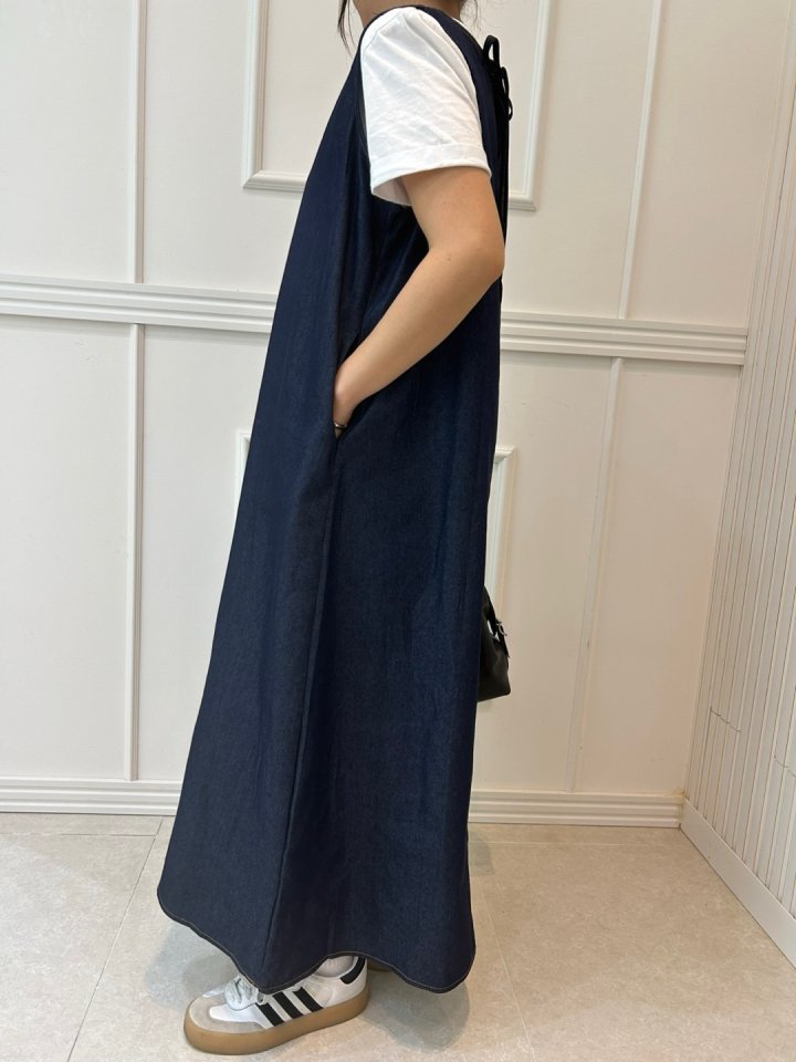 Pearls room - Korean Women Fashion - #romanticstyle - Blue Long One-piece - 4