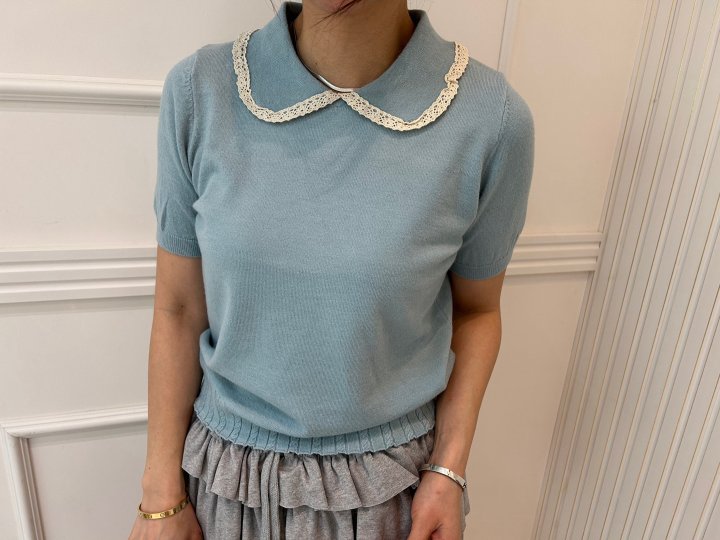 Pearls room - Korean Women Fashion - #shopsmall - Round Collar Knit - 2