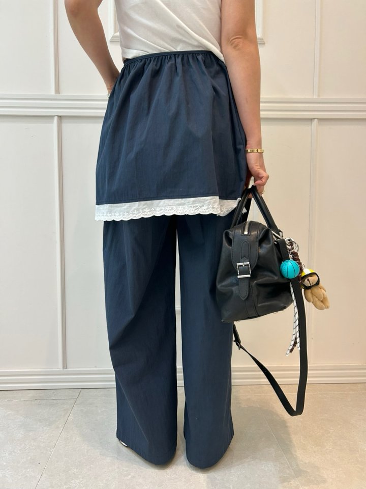Pearls room - Korean Women Fashion - #romanticstyle - Wrap Lace Slacks - 4