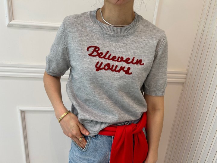 Pearls room - Korean Women Fashion - #thatsdarling - Lettering Knit - 3