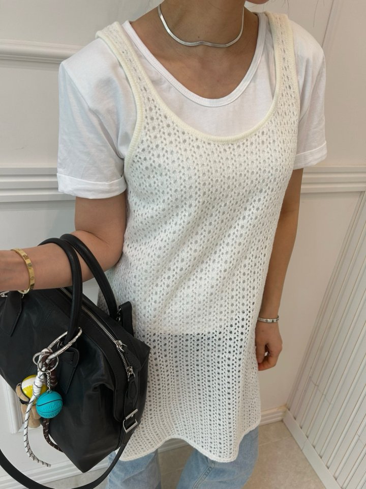 Pearls room - Korean Women Fashion - #thatsdarling - Sleeveless Knit One-piece - 8