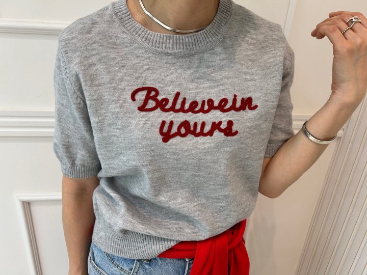 Pearls room - Korean Women Fashion - #thatsdarling - Lettering Knit - 4
