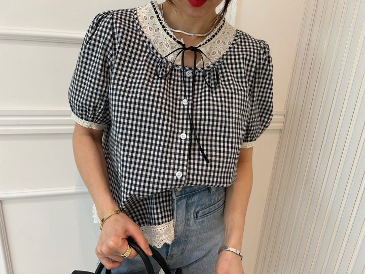Pearls room - Korean Women Fashion - #thelittlethings - Check Blouse - 8