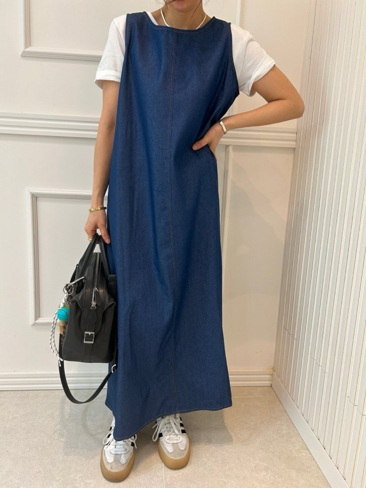 Pearls room - Korean Women Fashion - #thelittlethings - Blue Long One-piece - 6