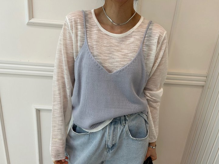Pearls room - Korean Women Fashion - #vintagekidsstyle - Strap Sleeveless Set - 6