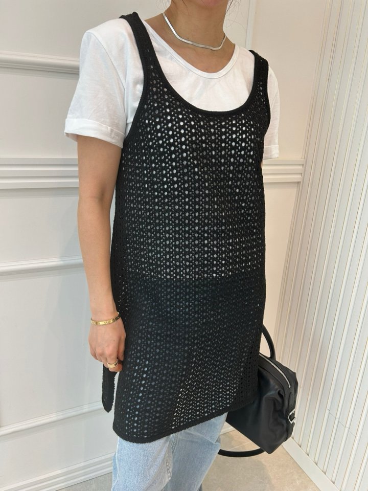 Pearls room - Korean Women Fashion - #vintagekidsstyle - Sleeveless Knit One-piece - 3