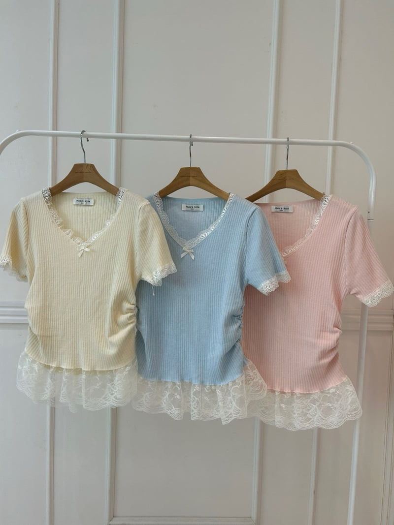 Pearls room - Korean Women Fashion - #womensfashion - Lace Shirring Knit - 12
