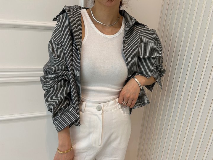 Pearls room - Korean Women Fashion - #womensfashion - Short Striped Shirt - 10