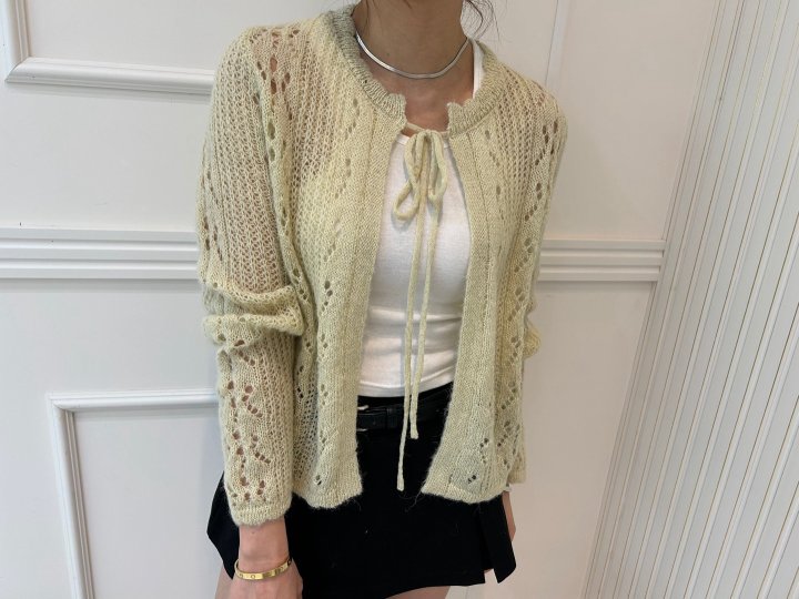 Pearls room - Korean Women Fashion - #womensfashion - Mine Ribbon Cardigan