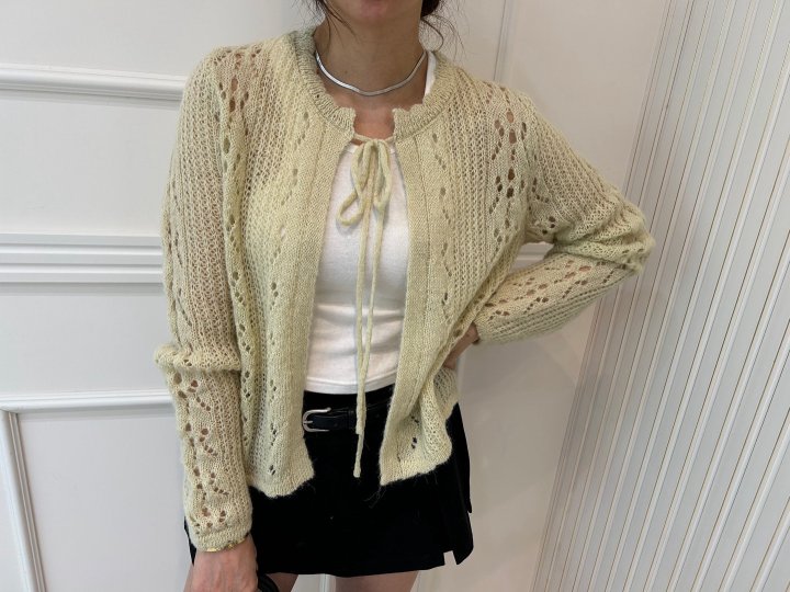 Pearls room - Korean Women Fashion - #womensfashion - Mine Ribbon Cardigan - 3