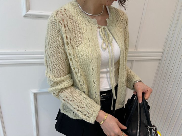 Pearls room - Korean Women Fashion - #womensfashion - Mine Ribbon Cardigan - 5