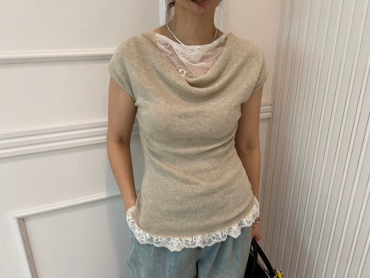 Pearls room - Korean Women Fashion - #momslook - Lace Turtle Knit - 4