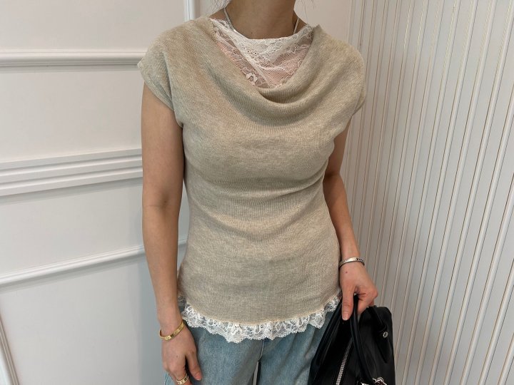 Pearls room - Korean Women Fashion - #womensfashion - Lace Turtle Knit - 6