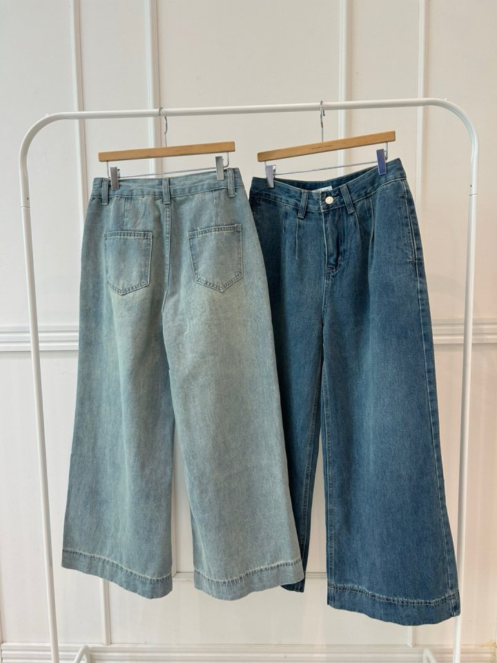 Pearls room - Korean Women Fashion - #womensfashion - Pintuck Pleated Blue Pants - 10