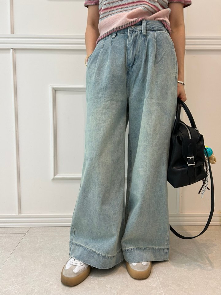 Pearls room - Korean Women Fashion - #womensfashion - Pintuck Pleated Blue Pants - 2
