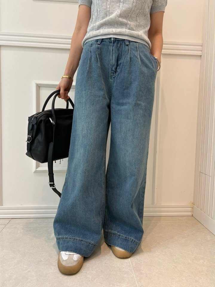 Pearls room - Korean Women Fashion - #womensfashion - Pintuck Pleated Blue Pants - 6