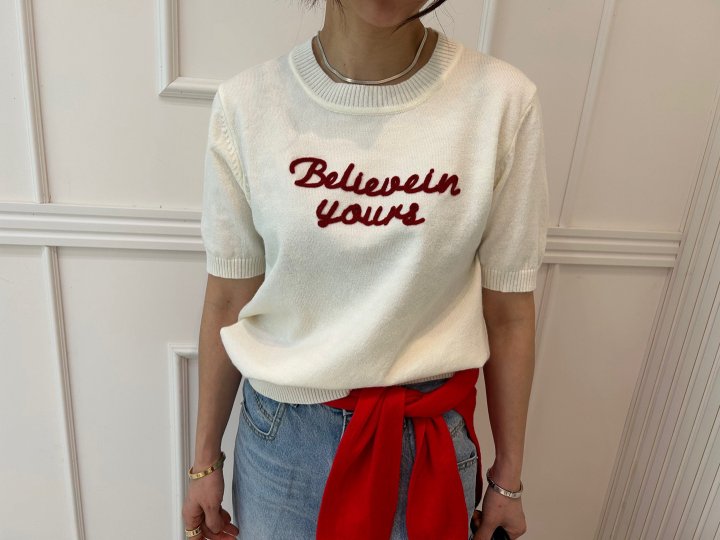 Pearls room - Korean Women Fashion - #womensfashion - Lettering Knit - 6